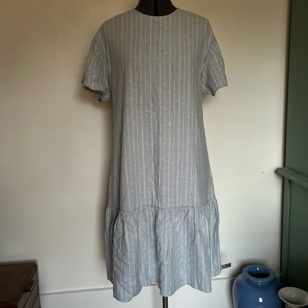 drop waist ruffle hem shift dress - local ethical sustainably made size medium